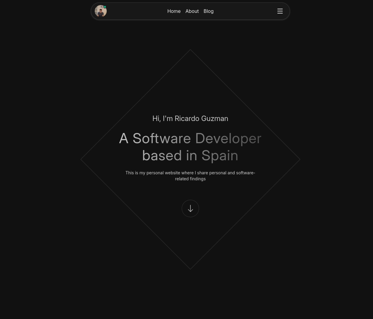 Blog Personal pagina web pantalla inicial